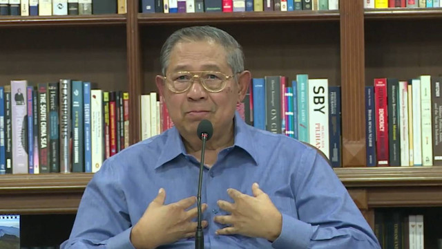 Ketua Majelis Tinggi Demokrat Susilo Bambang Yudhoyono (SBY) memberikan keterangan hasil rapat Majelis Tinggi Partai Demokrat, Jumat (1/9/2023). Foto: YouTube