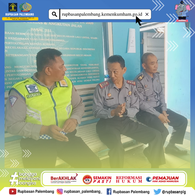 Parulian menjelaskan Tusi Rupbasan dan gudang2 yang ada di Rupbasan Palembang ke Zulpian, Wadan Pos Laka Lantas