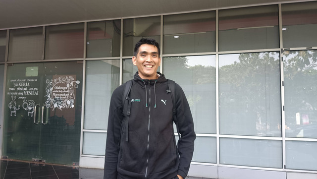 Atlet voli Indonesia, Rivan Nurmulki, usai mediasi bersama Menpora dan PP PBVSI di Kantor Kemenpora, Jakarta, pada Senin (11/9). Foto: Jodi Hermawan/kumparan