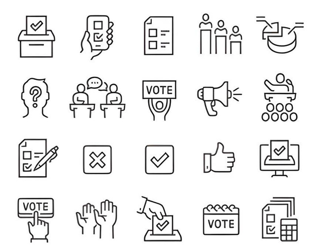 Sumber Foto : https://www.shutterstock.com/id/image-vector/voting-election-icons-set-collection-linear-1786921883