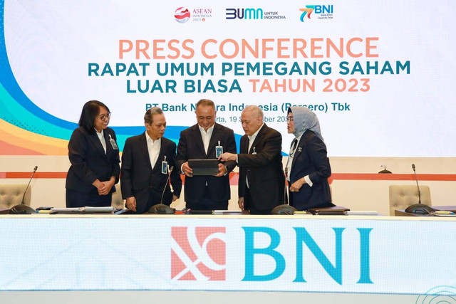Rapat Umum Pemegang Saham Luar Biasa (RUPSLB) PT Bank Negara Indonesia (Persero) Tbk atau BNI di Jakarta, Selasa (19/9/2023). Foto: Bank BNI