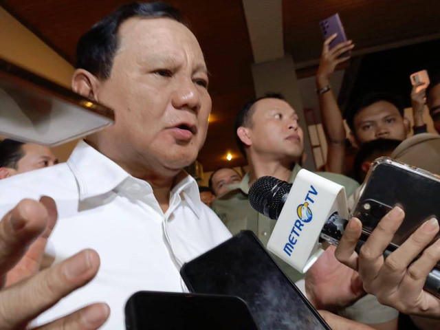 Prabowo Subianto, bakal calon Presiden 2024 usai hadiri Mata Najwa '3 Bacapres Bicara Gagasan' di UGM, Selasa (19/9/2023) malam. Foto: M Wulan/Tugu Jogja