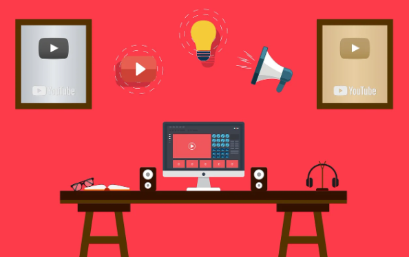 Gambar Youtube, Playbutton, dan video (sumber: https://pixabay.com/id/)