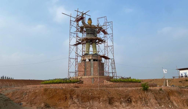 Pembangunan patung Bung Karno di Banyuasin. (ist)