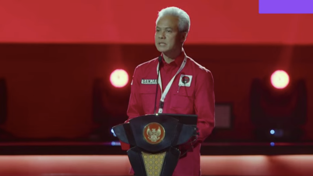 Ganjar Pranowo memberikan sambutan di Rakernas PDIP IV. Foto: PDIP