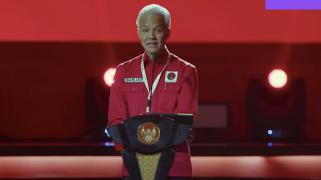 Ganjar Pranowo memberikan sambutan di Rakernas PDIP IV. Foto: PDIP