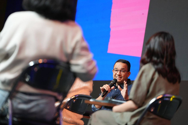Bacapres Anies Baswedan menjadi pembicara dalam acara Youth Summit Ideafest 2023, di JCC, Jakarta, Sabtu (30/9/2023). Foto: Dok. Istimewa