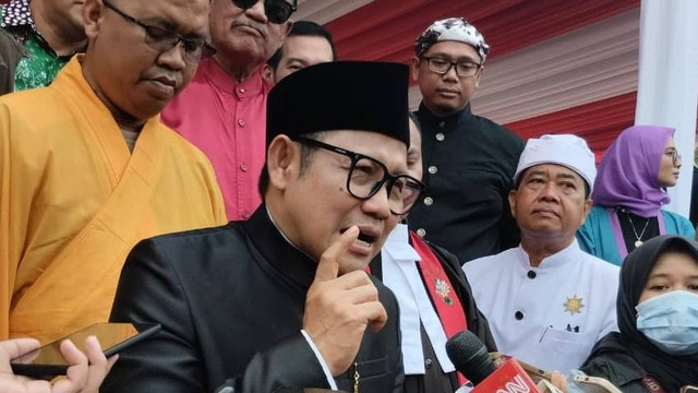 Ketum PKB sekaligus bacawapres Muhaimin Iskandar usai parade dan apel Pancasila Sakti di Tugu Proklamasi, Menteng, Minggu (1/10/2023). Foto: Annisa Thahira Madina/kumparan