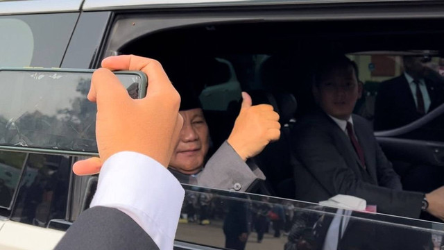 Menhan sekaligus bacapres Gerindra, Prabowo Subianto di Monumen Pancasila Sakti, Jakarta Timur, Minggu (1/10/2023).  Foto: Haya Syahira/kumparan