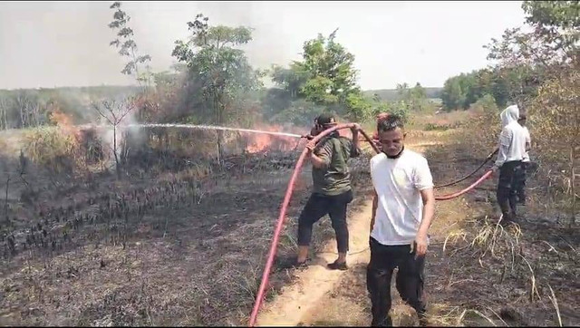 Kebakaran lahan di Institut Teknologi Sumatera (ITERA). | Foto: Dok BPBD Lampung Selatan
