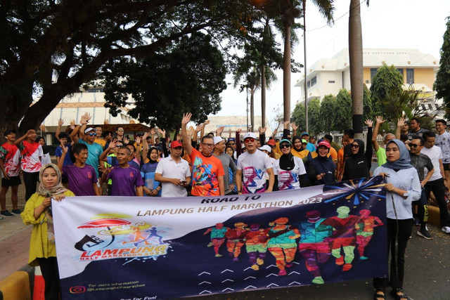 Persiapan Road to Lampung Half Maratjon yang dibuka langsung oleh Sekrataris Daerah (Sekda) Provinsi Lampung. | Foto: Ist