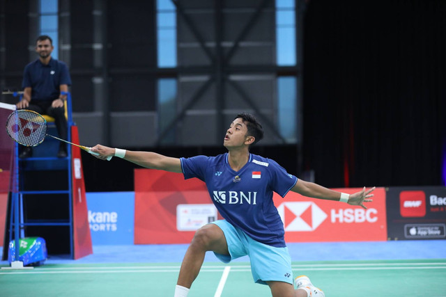Tunggal putra Indonesia, Alwi Farhan, saat beraksi di semifinal World Junior Championships 2023 di The Podium, Spokane, Amerika Serikat, pada Minggu (8/10). Foto: PBSI