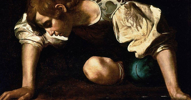 Ilustrasi Narcissus, tokoh yang jatuh cinta terhadap refleksinya sendiri di mitos Yunani. Foto: Wikimedia Commons