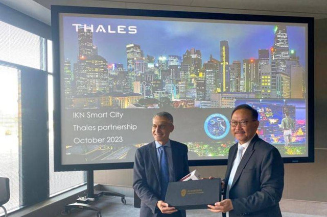 Otorita Ibu Kota Nusantara (OIKN) dan Thales Perancis menjalin kerja sama pembangunan infrastruktur teknologi di Ibu Kota Negara (IKN) Nusantara. Foto: ANTARA/HO-OIKN