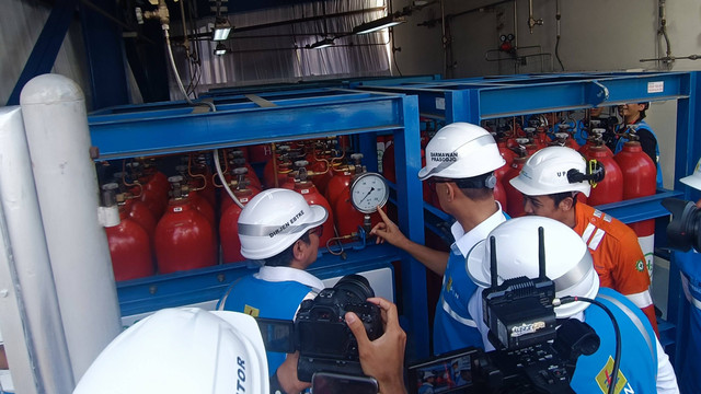 Launching green hydrogen plant di PLTGU PLN Muara Karang, Pluit Jakarta Utara, Senin (9/10/2023). Foto: Akbar Maulana/kumparan