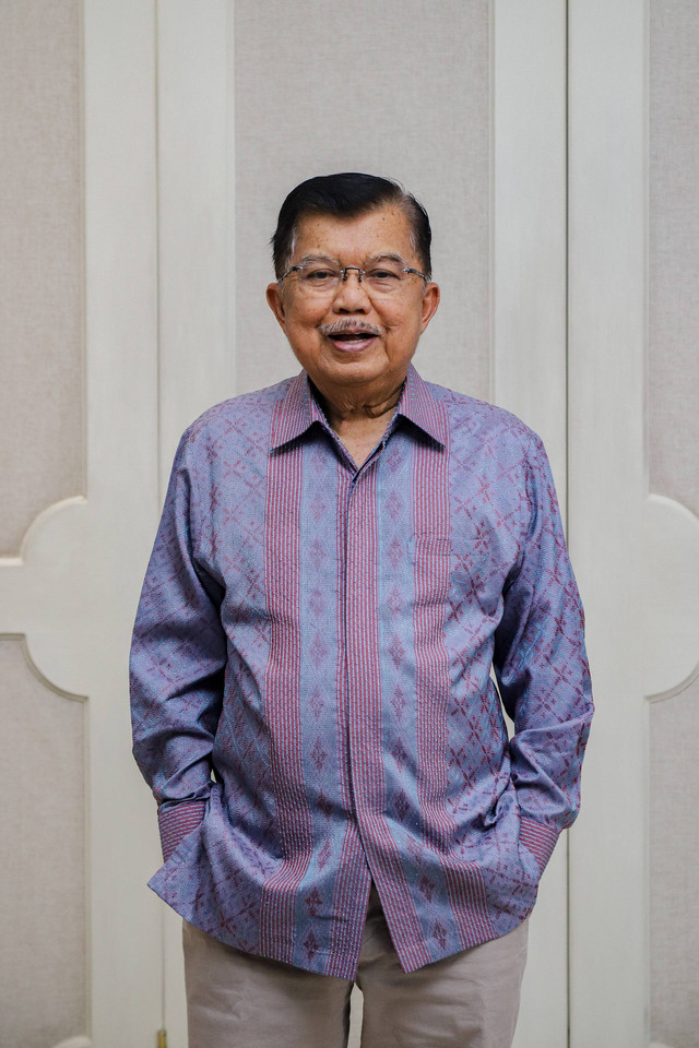 Wakil Presiden ke-10 dan ke-12 RI Jusuf Kalla di program Info A1 kumparan.
 Foto: Jamal Ramadhan/kumparan