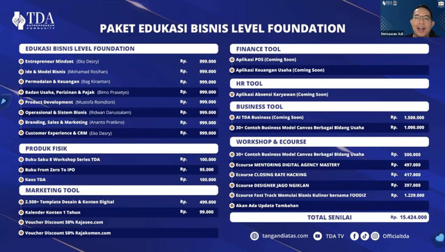 Komunitas Pengusaha TDA Launching Paket Edukasi Bisnis Level Foundation