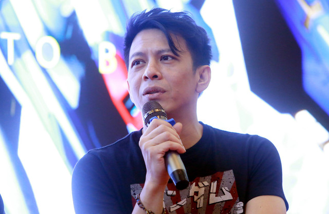 Musisi Ariel Noah saat hadir Press conference pameran Gundam di Hobby Exhibition, Mall Taman Anggrek, Jakarta, Jumat, (13/10/2023). Foto: Agus Apriyanto