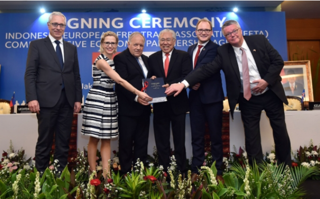 Penandatanganan Indonesia-EFTA Comprehensive Economic Partnership Agreement. Foto: European Free Trade Association.