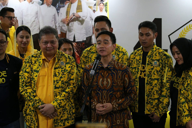 Gibran Rakabuming Raka hadir di Rapimnas Partai Golkar, Jakarta, Sabtu (21/20/2023). Foto: Aditia Noviansyah/kumparan