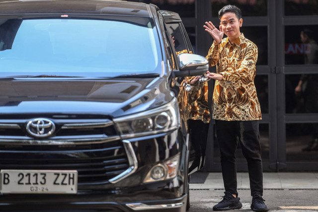 Gibran Rakabuming Raka di Jakarta, Minggu (22/10/2023). Foto: Muhammad Adimaja/Antara Foto