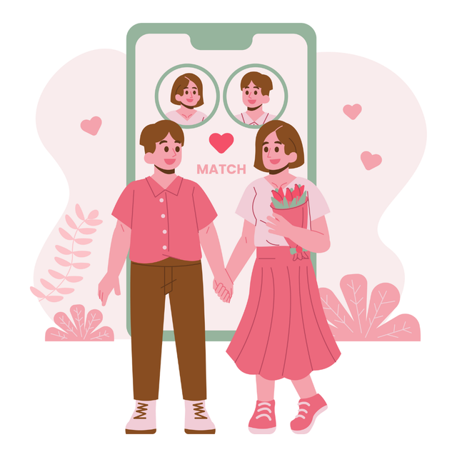 Ilustrasi penggunaan aplikasi dating: Canva.