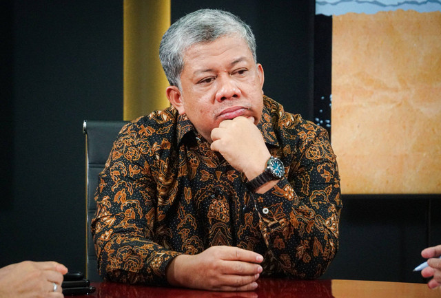 Wakil Ketua Umum Partai Gelora Fahri Hamzah saat diwawancarai dalam program talkshow Info A1 kumparan. Foto: Iqbal Firdaus/kumparan