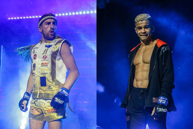 Juara Muay Thai ONE Championship, Jonathan Haggerty (kiri), akan menghadapi juara MMA, Fabricio Andrade, dalam laga kickboxing di ONE Fight Night 16. Foto: ONE Championship