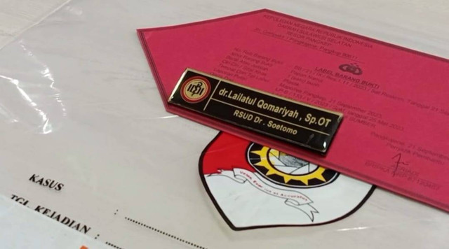 Nametag Lailatul Qomariyah di RSUD Dr Soetomo. Dok: Ist.