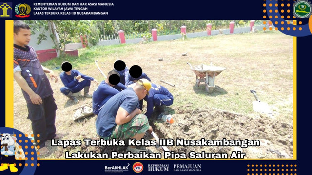 Lapas Terbuka Kelas IIB Nusakambangan Lakukan Perbaikan Pipa Saluran Air