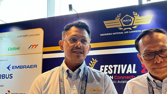 Ketua Umum Indonesia National Air Carrier Association (INACA) Denon Prawiraatmadja usai acara CEO Talks INACA, Kamis (2/11/2023). Foto: Fariza Rizky Ananda/kumparan