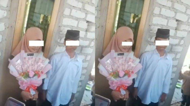 Tangkapan layar video pertunangan sepasang anak SD di Madura.