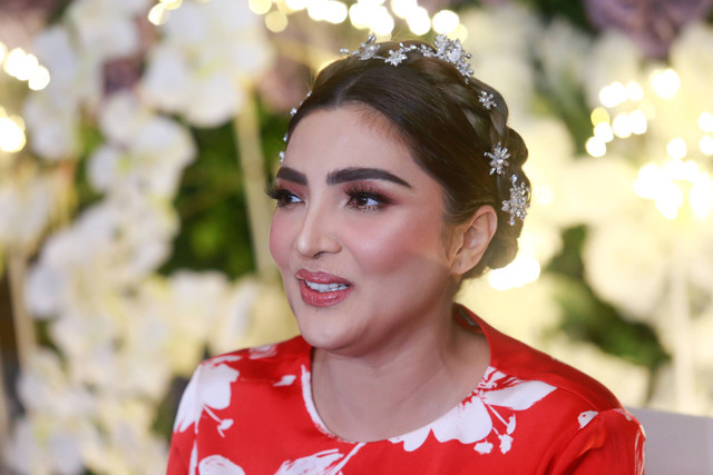 Penyanyi Ashanty saat konferensi pers ulang tahun "Ashanty 40th Birthday" Di kawasan Gandaria, Jakarta, Minggu, (5/11/2023).  Foto: Agus Apriyanto