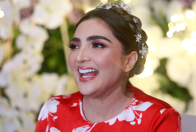 Penyanyi Ashanty saat konferensi pers ulang tahun "Ashanty 40th Birthday" Di kawasan Gandaria, Jakarta, Minggu, (5/11/2023).  Foto: Agus Apriyanto