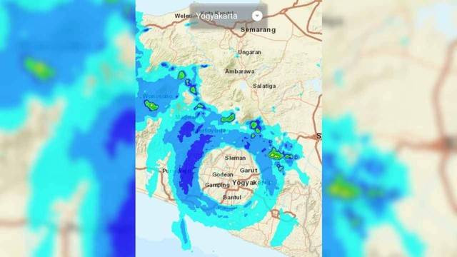 Citra radar BMKG berbentuk lingkaran di Jogja. Foto: istimewa