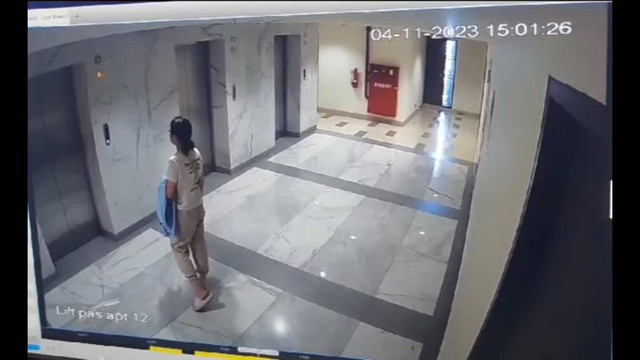 CCTV apartemen mahasiswi FKH Unair sebelum ditemukan tewas dalam mobil di Sidoarjo, Minggu (5/11). Foto: Dok. Istimewa