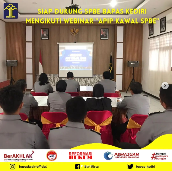 Siap dukung SPBE Bapas Kediri Ikuti Webinar "APIP Kawal SPBE" (Foto:HumasBapasKediri)