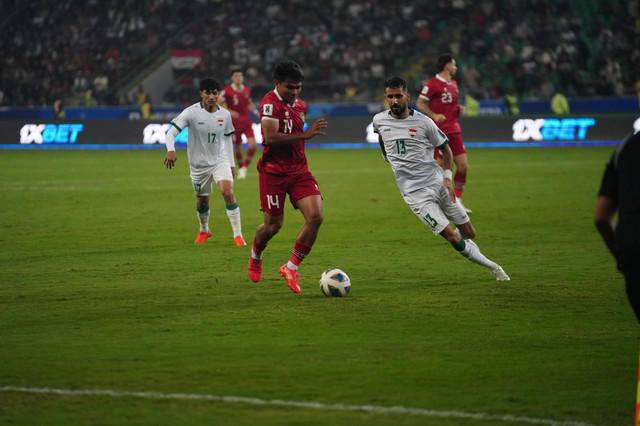 Timnas Indonesia vs Irak dalam matchday pertama Kualifikasi Piala Dunia 2026 di Stadion Internasional Basra, Kamis (16/11/2023). Foto: dok PSSI