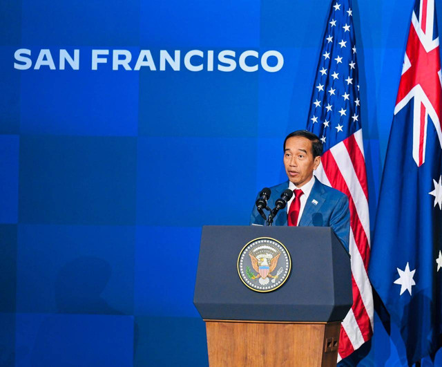 Presiden Joko Widodo menghadiri pertemuan pemimpin negara dalam The Indo-Pacific Economic Framework for Prosperity (IPEF) yang digelar di Moscone Center, San Francisco, Amerika Sertikat, pada Kamis, 16 November 2023. Foto: Laily Rachev/Biro Pers Sekretariat Presiden