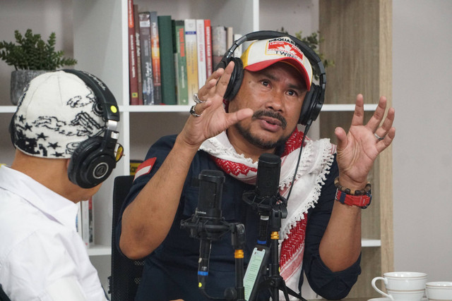 Relawan untuk Palestina di Gaza Abdillah Onim saat program DipTalk kumparan. Foto: Dicky Adam Sidiq/kumparan