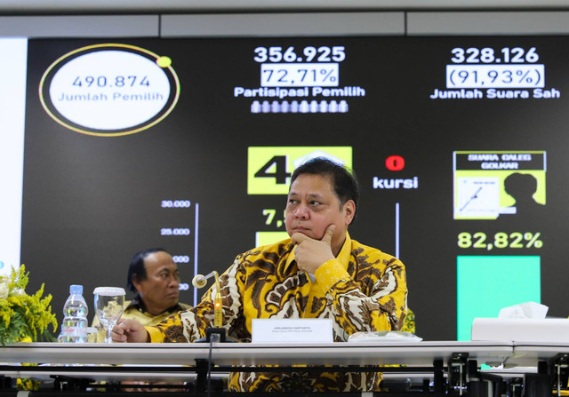 Ketua Umum Partai Golkar Airlangga Hartarto memberikan pengarahan kepada bakal calon kepala daerah dan wakil kepala daerah di Kantor DPP Partai Golkar, Jakarta Barat, Selasa (21/11/2023). Foto: Iqbal Firdaus/kumparan