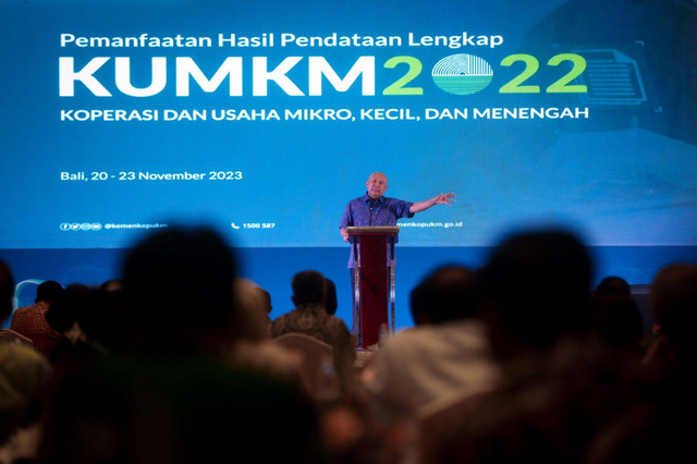 Menkop dan UKM Teten Masduki dalam acara Pemanfaatan Hasil Pendataan Lengkap Koperasi dan UMKM 2022. Foto: dok. KemenkopUKM