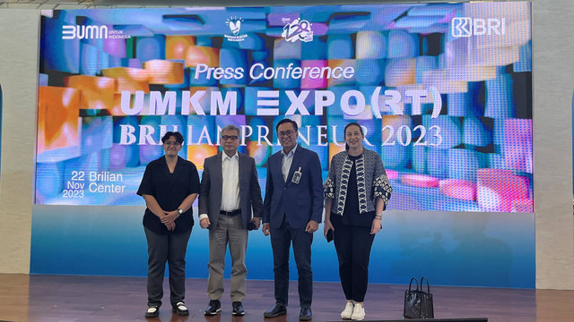Konferensi pers UMKM Expo (RT) BrilianPreneur 2023 di Jakarta pada Rabu (22/11/2023). Foto: Widya Islamiati/kumparan