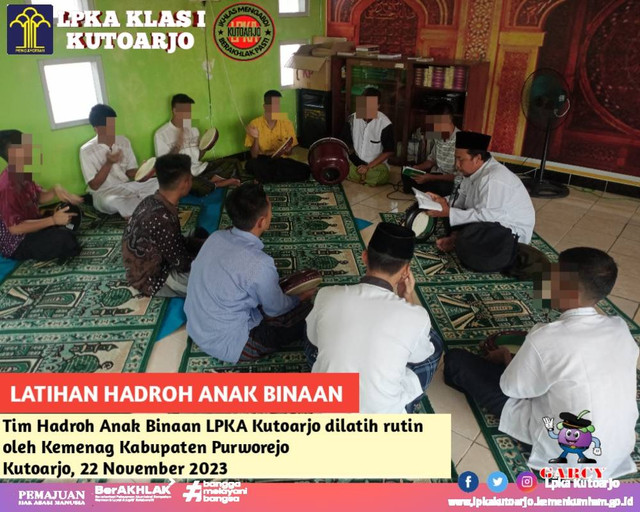 Anak Binaan LPKA KutoarjoDibekali Keterampilan Hadroh dari Kemenag Kab.Purworejo
