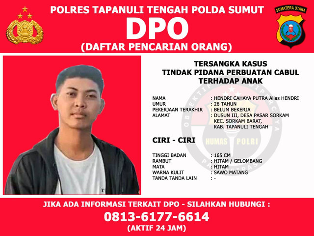 Hendri Cahaya Putra (26 tahun) pria yang diduga sodomi 30 anak laki-laki di Tapanuli Tengah.  Foto: Dok. Istimewa