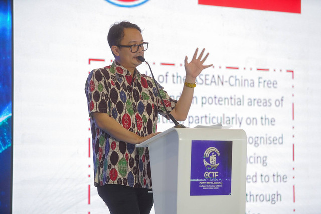 Wamendag Jerry Sambuaga saat membuka 3rd OCTF Intelligent Technology Exhibition. Foto: Dok. Kemendag