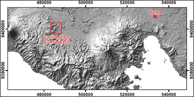 Gambar 1. Lokasi Gunungtiga-Gunungkasih dari ITERA