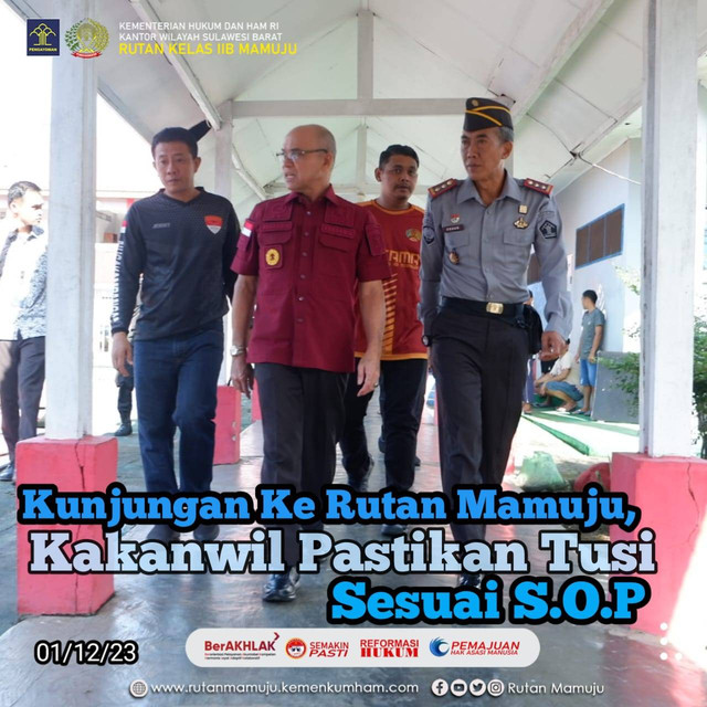 Kunjungan Ke Rutan Mamuju, Kakanwil  Sulbar Pastikan Tusi Sesuai S.O.P