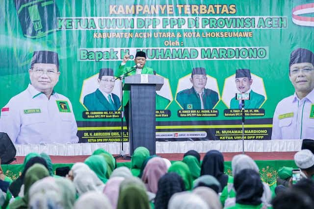 Plt Ketua Umum PPP dalam kampanye terbatas di Hotel Lido Lhokseumawe, Jumat (8/12/2023). Foto: Dok. Istimewa
