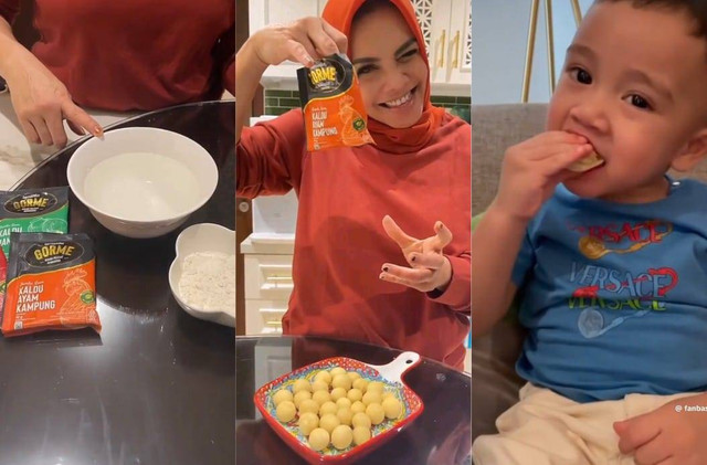 Ibunda dari aktris Nagita Slavina, Mama Rieta, berbagi resep camilan cimol dengan bumbu kaldu ayam kampung yang jadi favorit Cipung. Foto: Dok. Istimewa